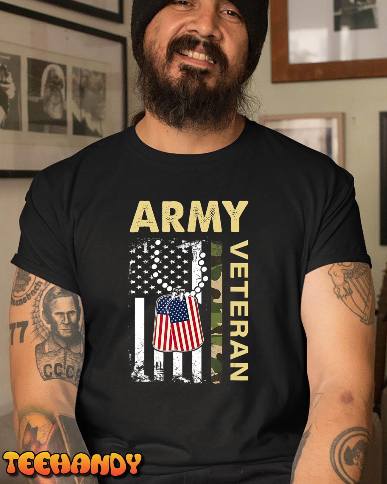 Vintage Army Shirt Veteran Day American Flag Women Men T-Shirt