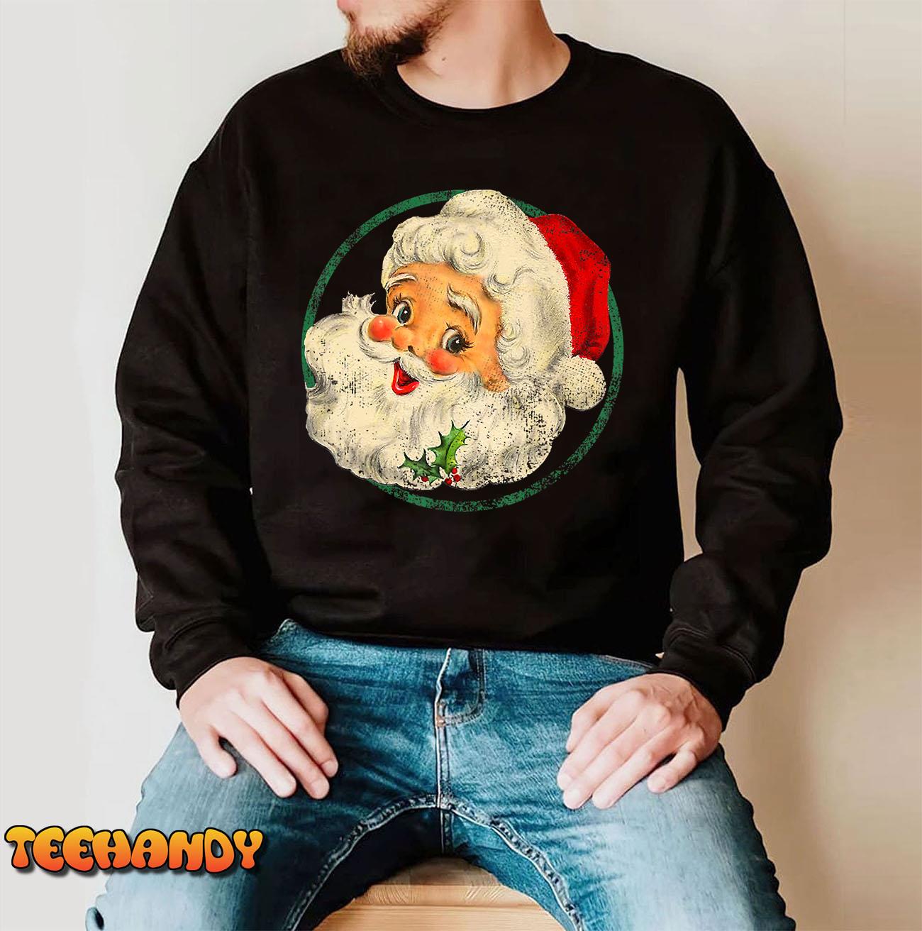 Vintage Christmas Santa Claus Face Old Fashioned T-Shirt