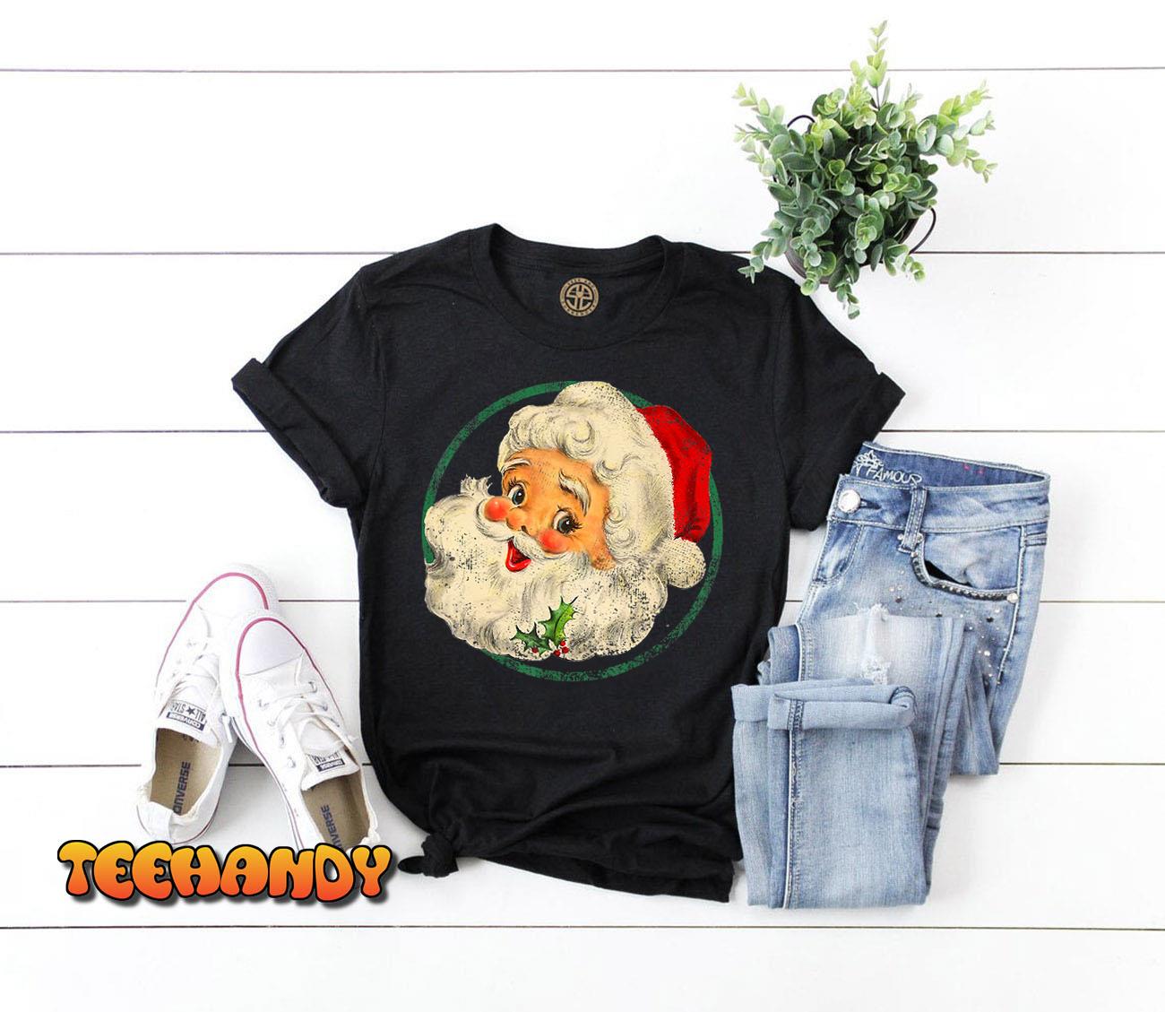 Vintage Christmas Santa Claus Face Old Fashioned T-Shirt