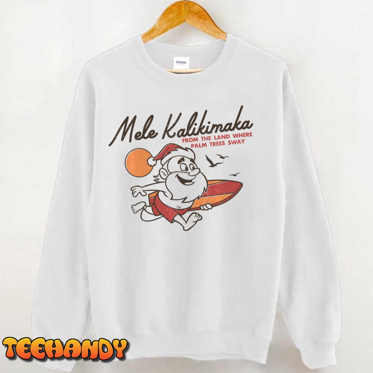 Vintage Cute Mele Kalikimaka Christmas Santa Surfing Costume Sweatshirt