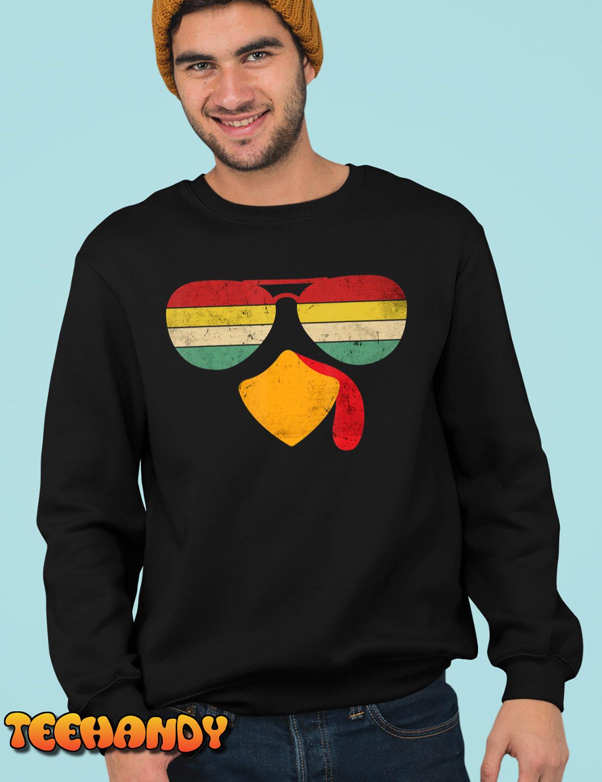 Vintage Turkey Face Thanksgiving Sunglasses Costume Boy Girl T-Shirt