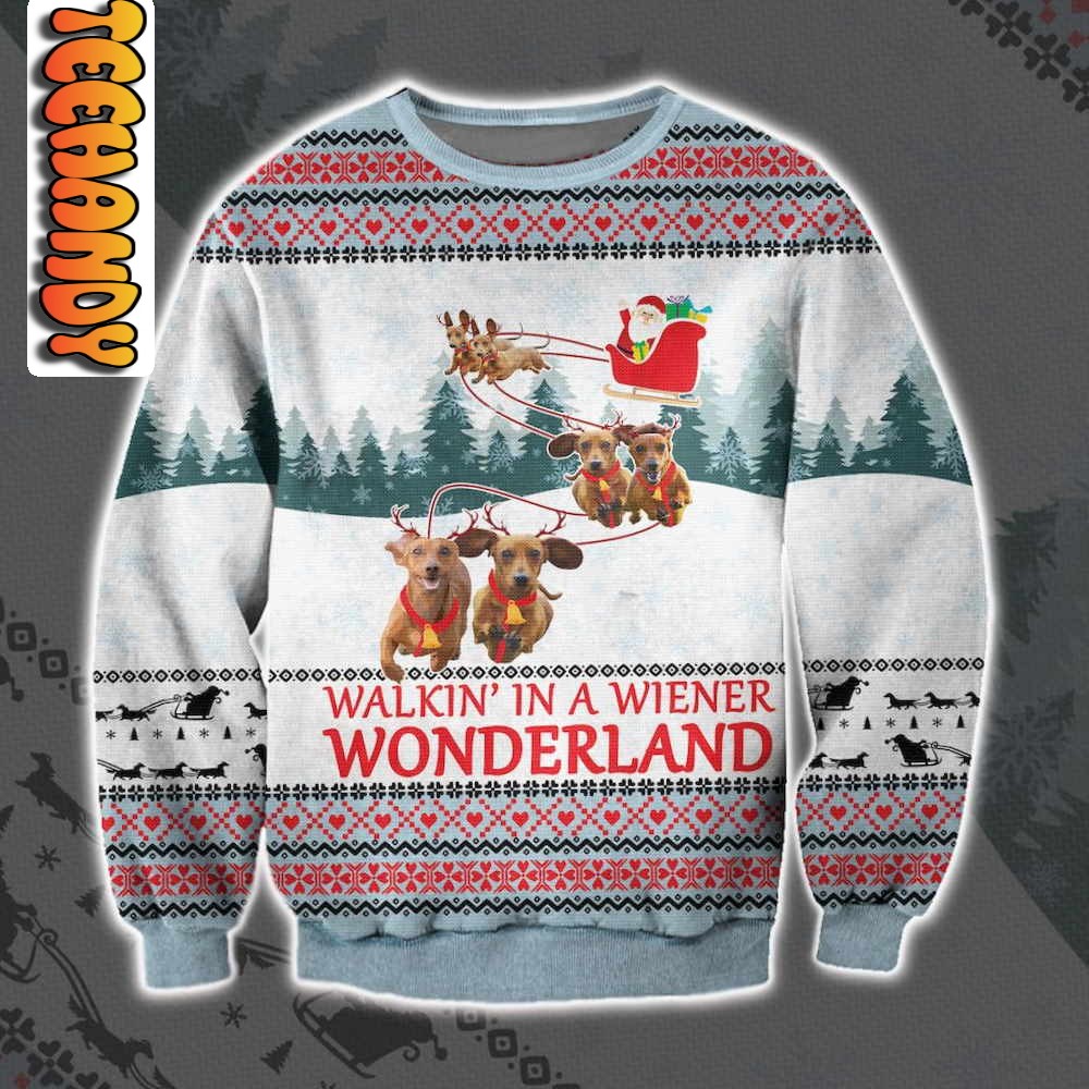 Walk’in in a Wiener Wonderland Christmas Ugly Sweater