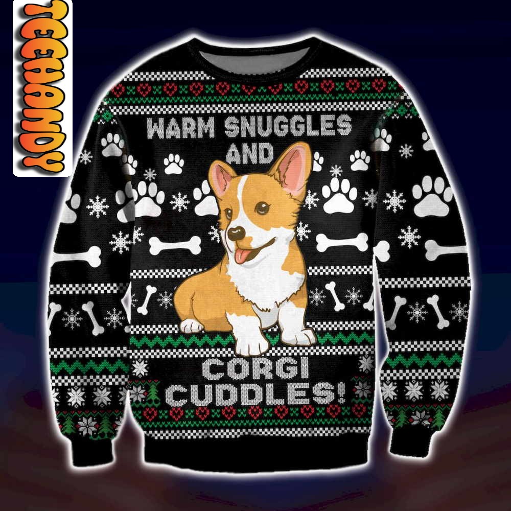 Warm Snuggles and Corgi Cuddles Christmas Ugly Sweater