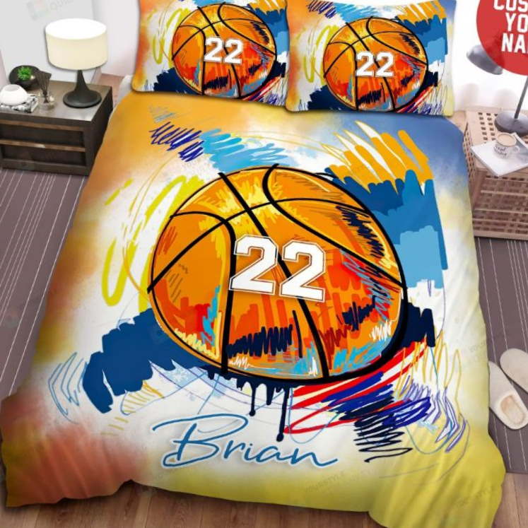 Watercolor Basketball 3D Bedding Set