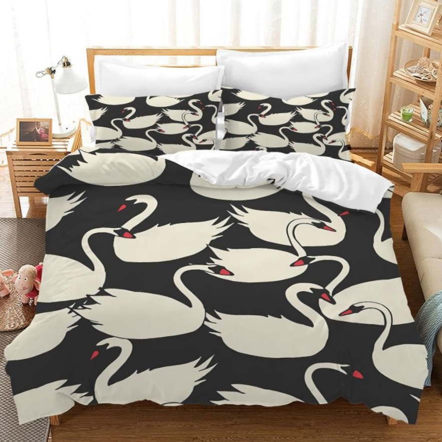 White Swan Bed Sheets Bedding Set