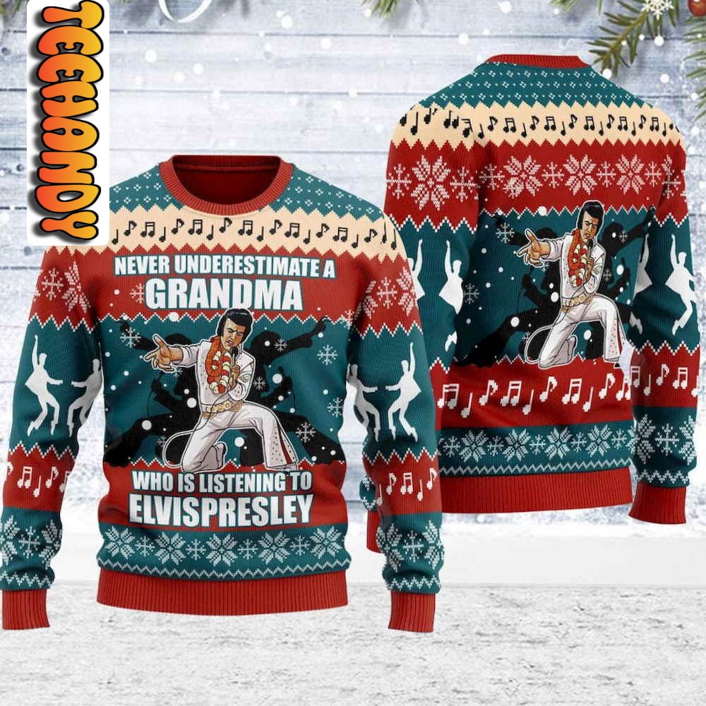 Who is Listening to Elvis Presley Christmas Ugly Sweatshirt