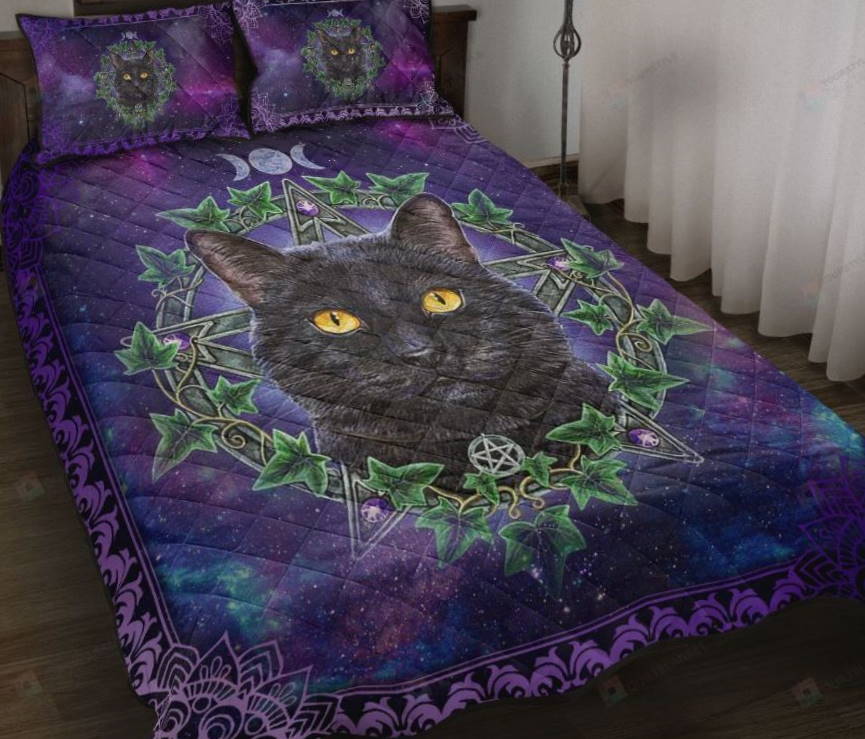 Wicca Cat Galaxy Quilt Bedding Set