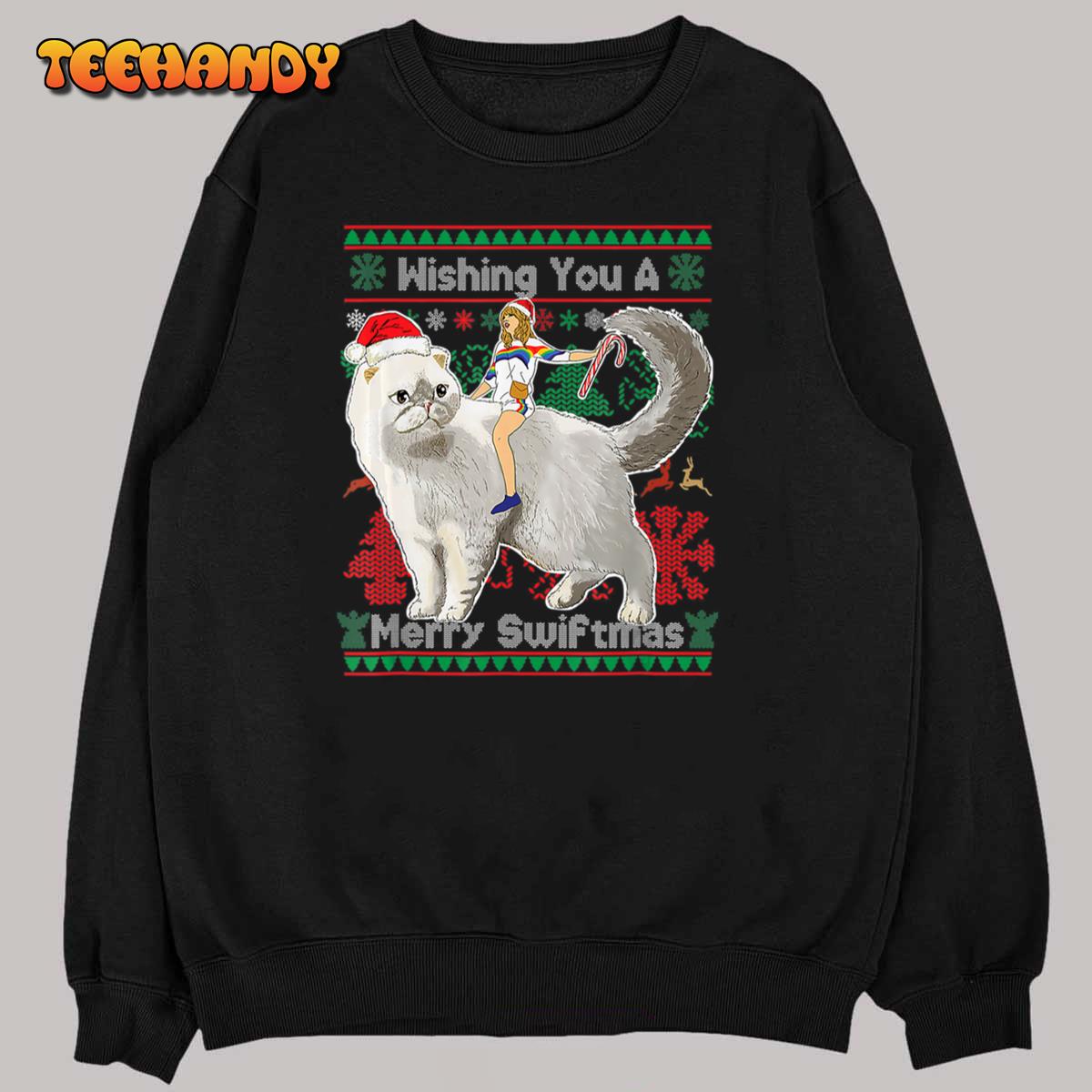 Wishing You A Merry Swiftmas ugly Christmas Sweater Big Cat Sweatshirt