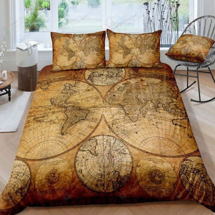 World Map Ancient Style Bedding Set