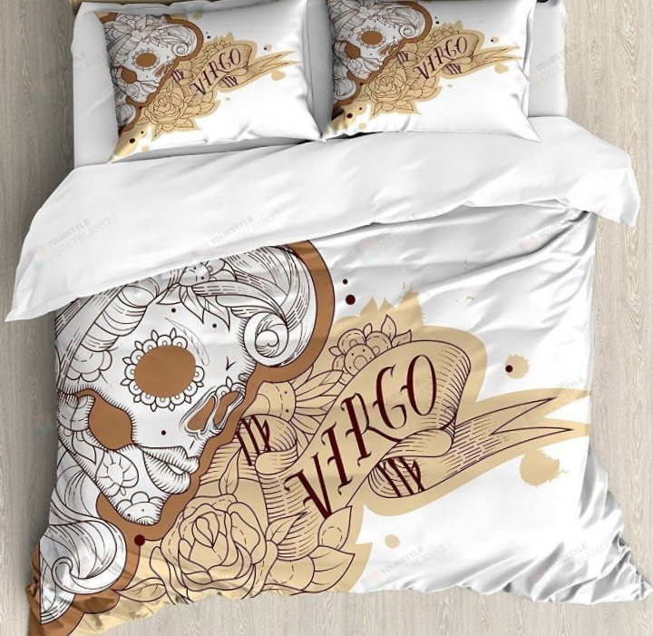 Zodiac Virgo Gothic Sugar Skull Horoscope Piece Bedding Set