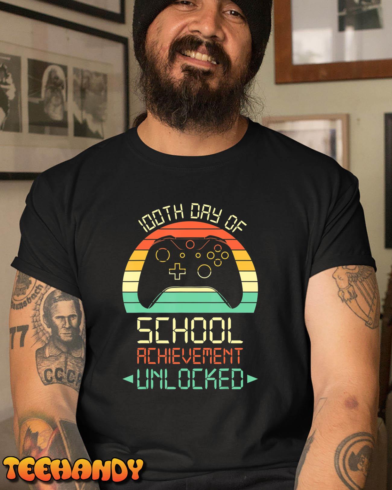 100th Day Of School Unlocked Video Games Boy Kids Teacher T-Shirt