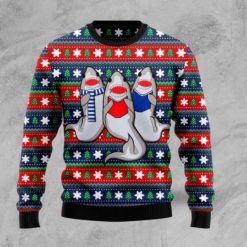 3D Christmas Carolling Sharks All Over Printed Sweater