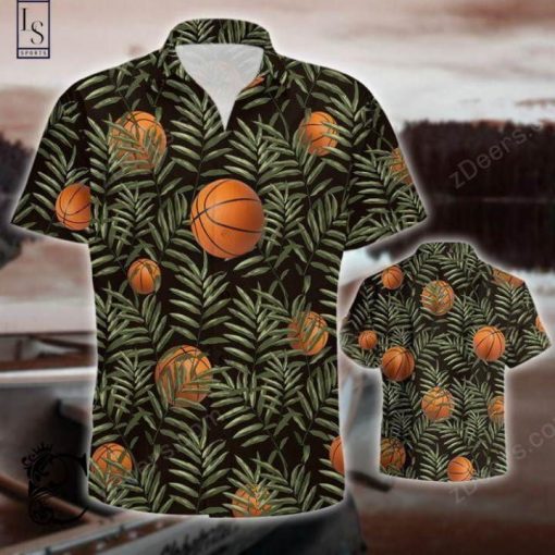 Basketball Leaf Pattern Hawaiian Shirt