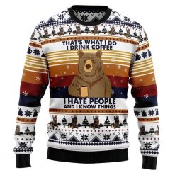 Bear Drinking Coffee Ugly Christmas Sweater