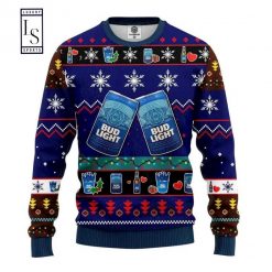 Bud Lights Beer in Xmas Ugly Christmas Sweater