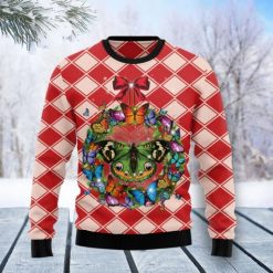 Butterfly Wreath Christmas All Over Printed 3D Sweater