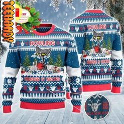 Cat Bowling Because Murder Is Wrong Ugly Christmas Sweater