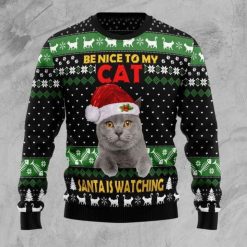 Cat Santa Is Watching All Over Printed 3D Sweater