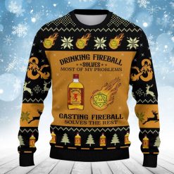 Fireball Dungeons & Dragons Ugly Christmas Sweater