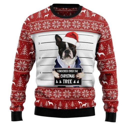 French Bulldog Knocked Over Christmas Tree Ugly Christmas Sweater