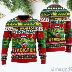 Funny Santa All I Want For Christmas Is A Big Fish Funny Christmas Gift Ugly Christmas Sweater