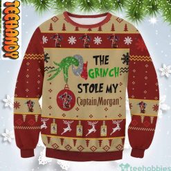 Grinch Stole Captain Morgan Christmas Gift Ugly Christmas Sweater