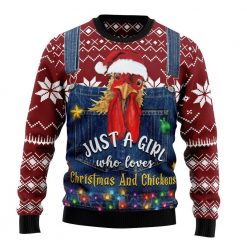 Just a Girl Who Loves Chickens Ugly Christmas Sweater