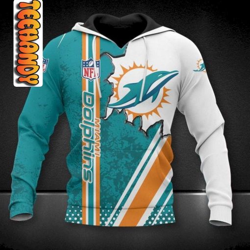 Miami Dolphins 3D Football NFL Hoodie