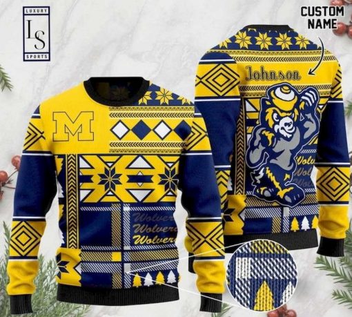 Michigan Wolverines Custome Name Football Christmas Ugly Sweater