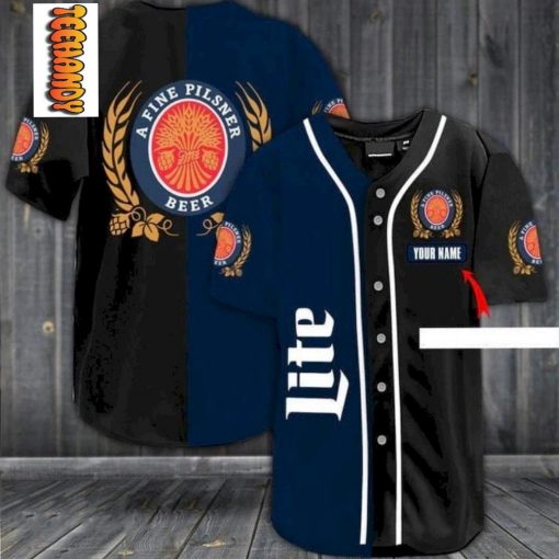 Miller Lite A Fine Pilsner Beer Baseball Jersey