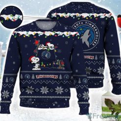 Minnesota Timberwolves Snoopy Christmas Light Woodstock Snoopy Ugly Christmas Sweater