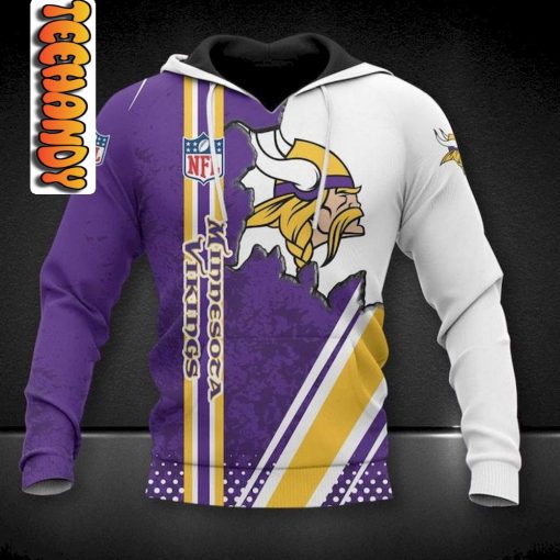 Minnesota Vikings 3D Football NFL Hoodie