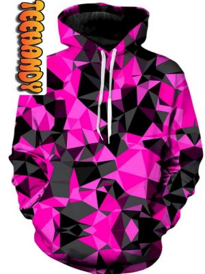 Pink and Black Geo Unisex 3D Hoodie