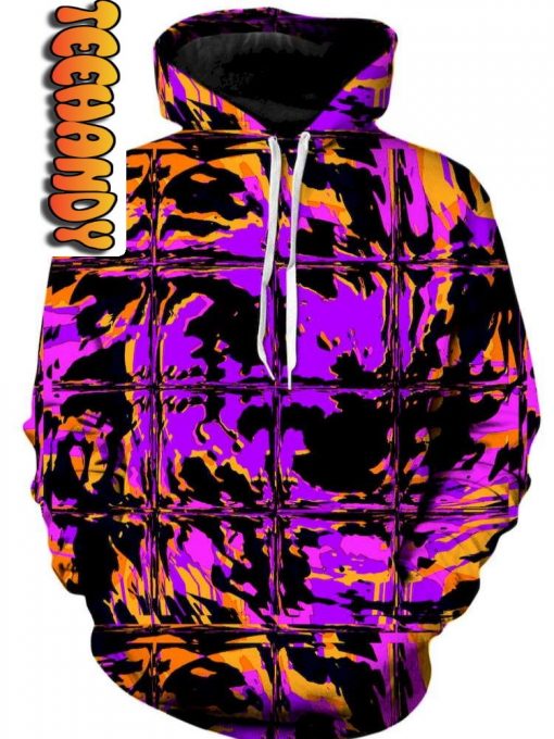 Purple Blackout Rave Glitch Unisex 3D Hoodie