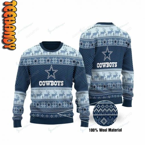 Reindeer Pattern Cowboys Football Ugly Christmas Sweater