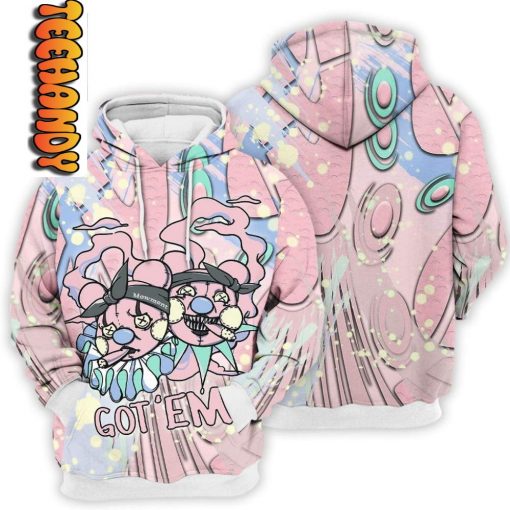 Retro Easter Clown Bear Dripping 3D Hoodie