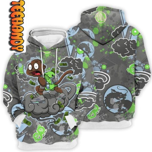 Retro Green Bean Monkey Tommy Fly Hoodie