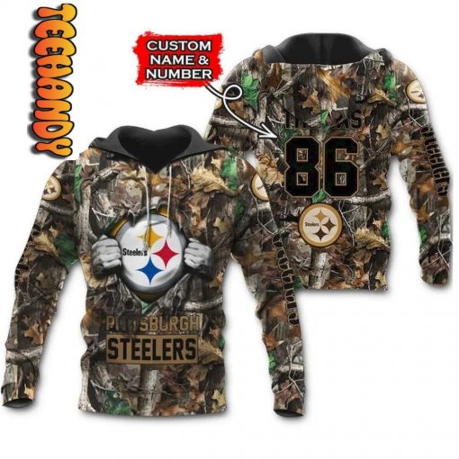 True Fans Pittsburgh Steelers Personalized Hunting Camo Hoodie 3D