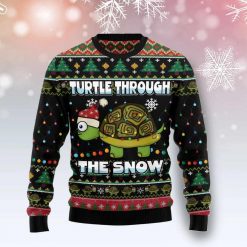 Turtle Through Snow Ugly Christmas Sweater