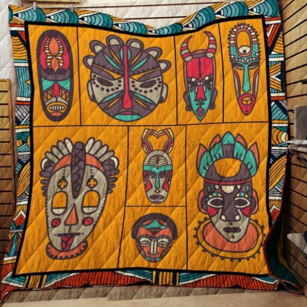 African Masks 3D Quilt Blanket