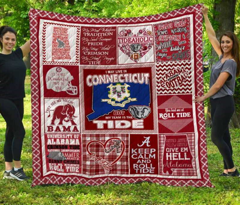 Alabama Crimson Tide Connecticut Fan Made 3D Quilt Blanket