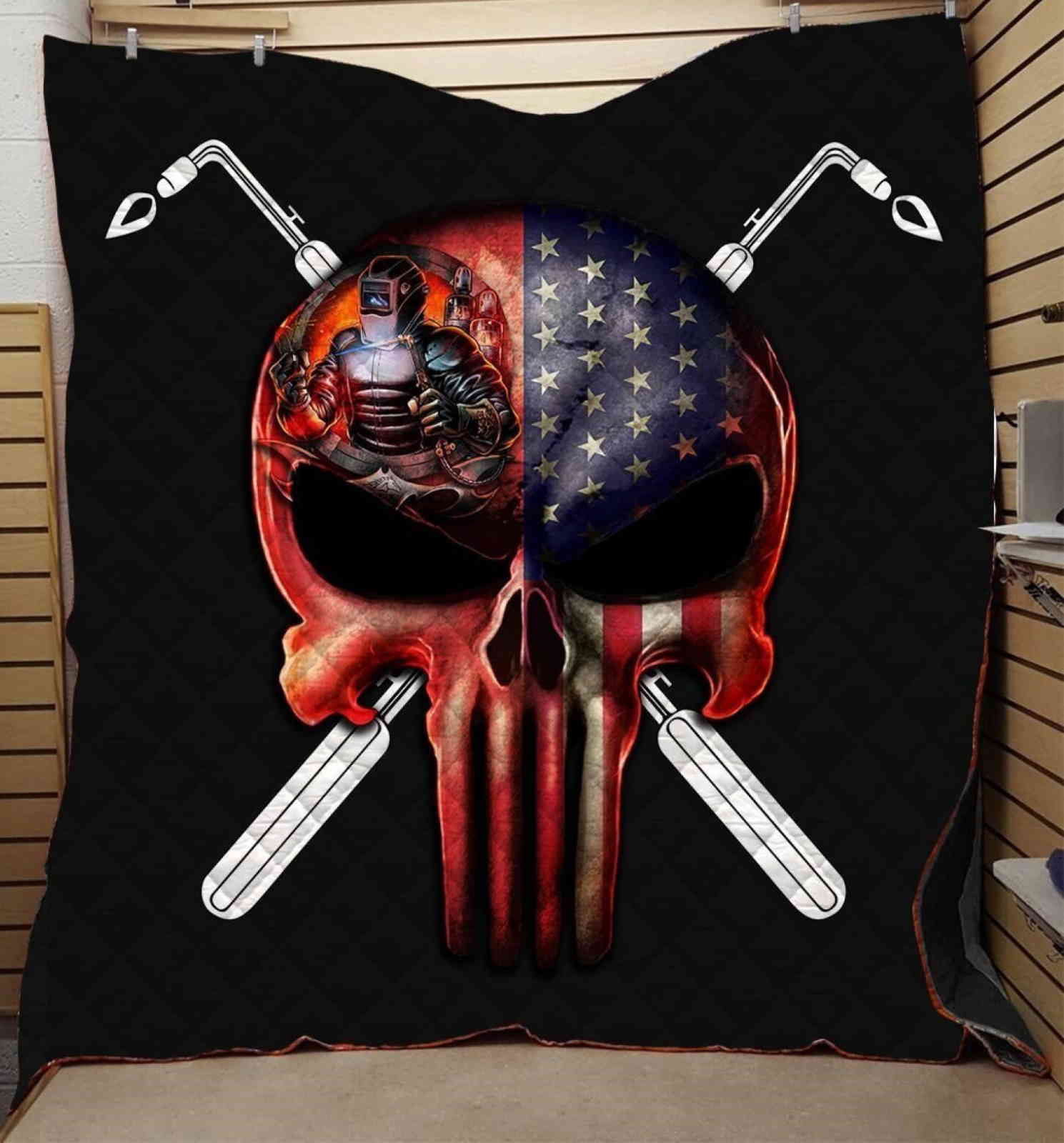 American Death’ Head Flag 3D Quilt Blanket