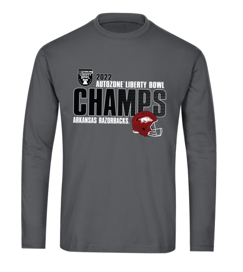 Arkansas Razorbacks 2022 Autozone Liberty Bowl Champions Helmet T-Shirt