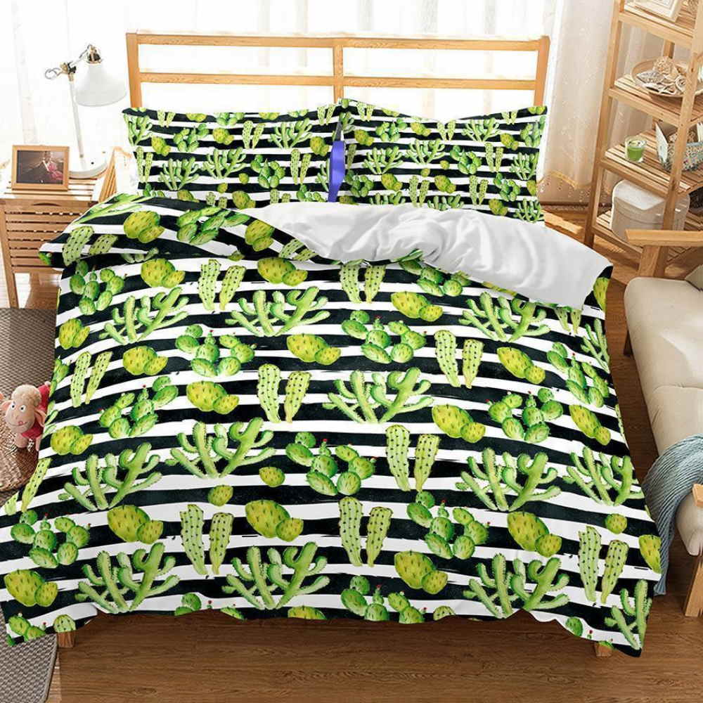 Art Pattern Green Cactus Bedding Set