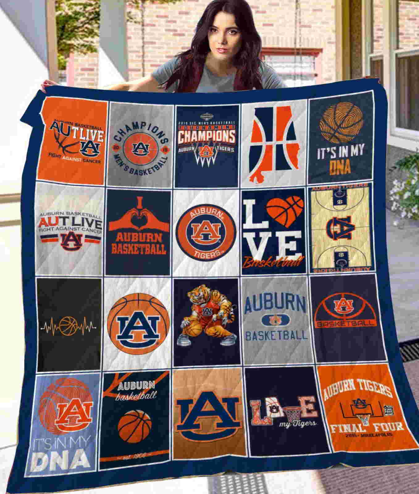 Auburn Basketball 3D Quilt Blanket