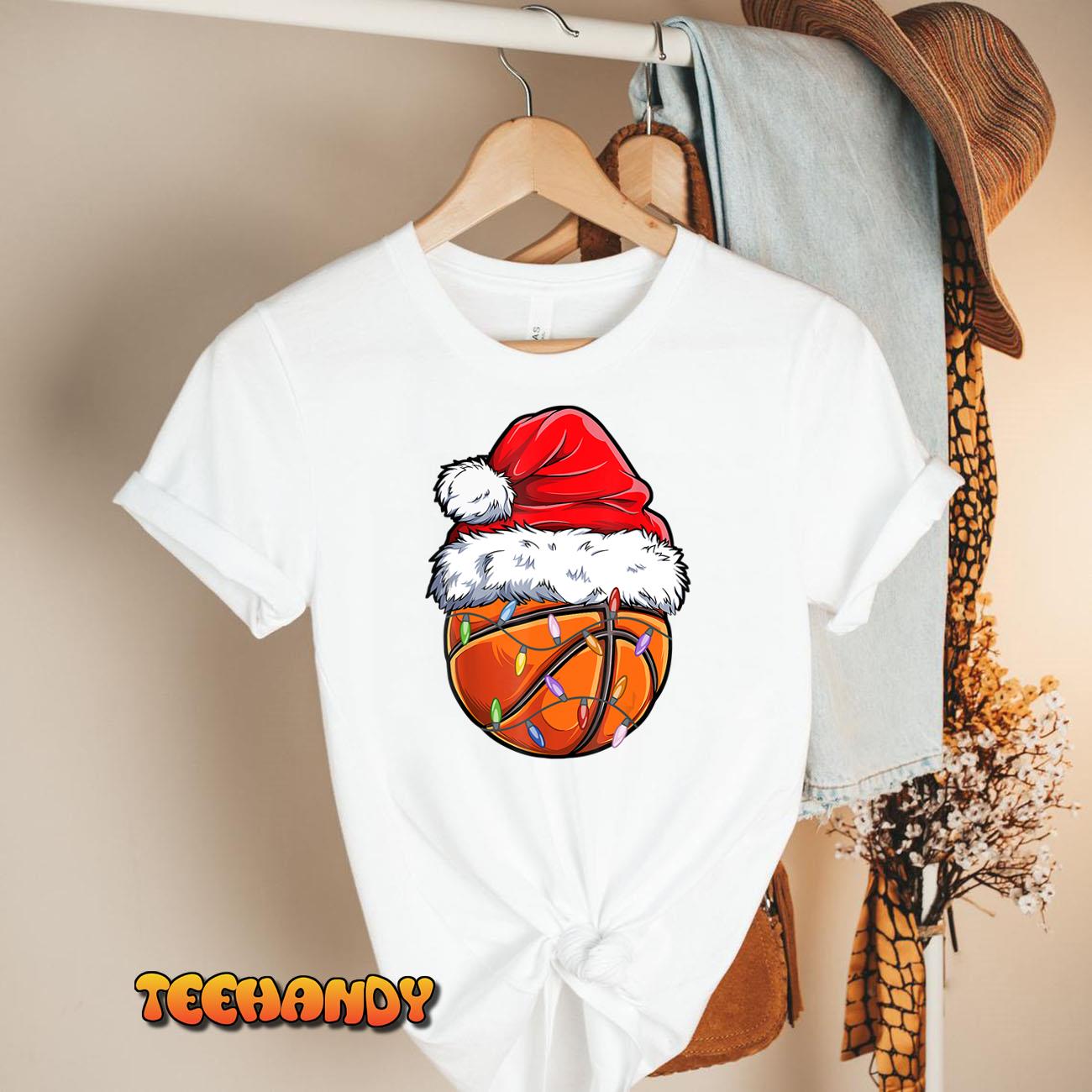 Basketball Christmas Santa Hat – Funny Basketball Xmas T-Shirt