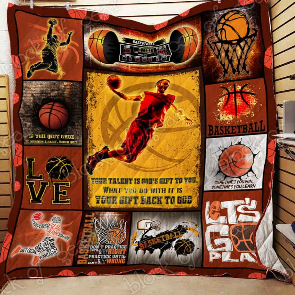 Basketball Makes Me Happy Quilt Blanket