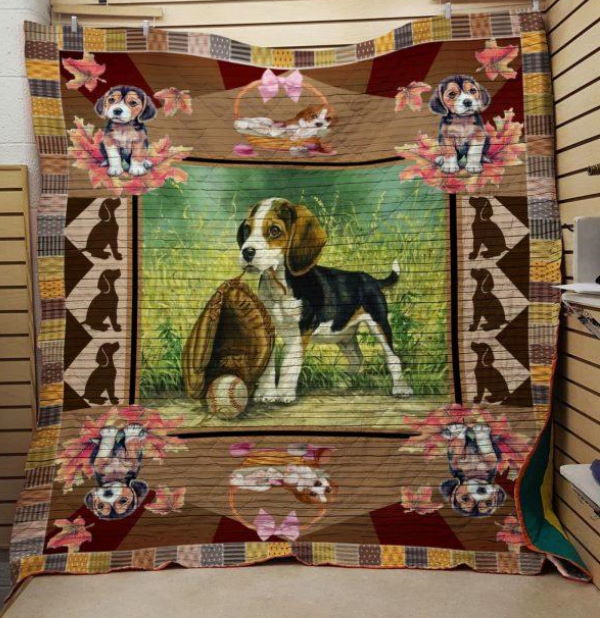 Beagle And Baseball 3D Quilt Blanket