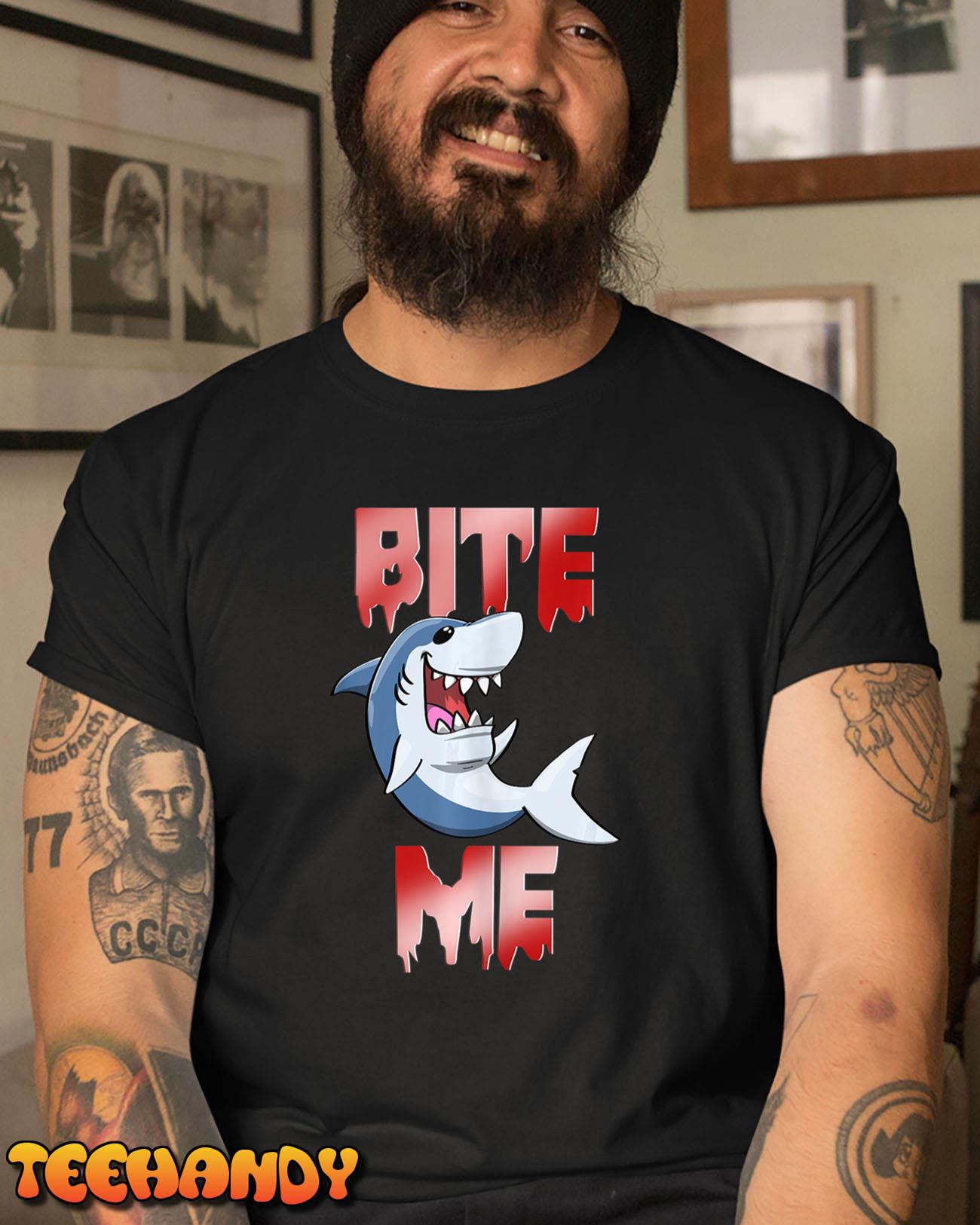 Bite Me Funny Women Sharks Bite Water Animal T Shirt