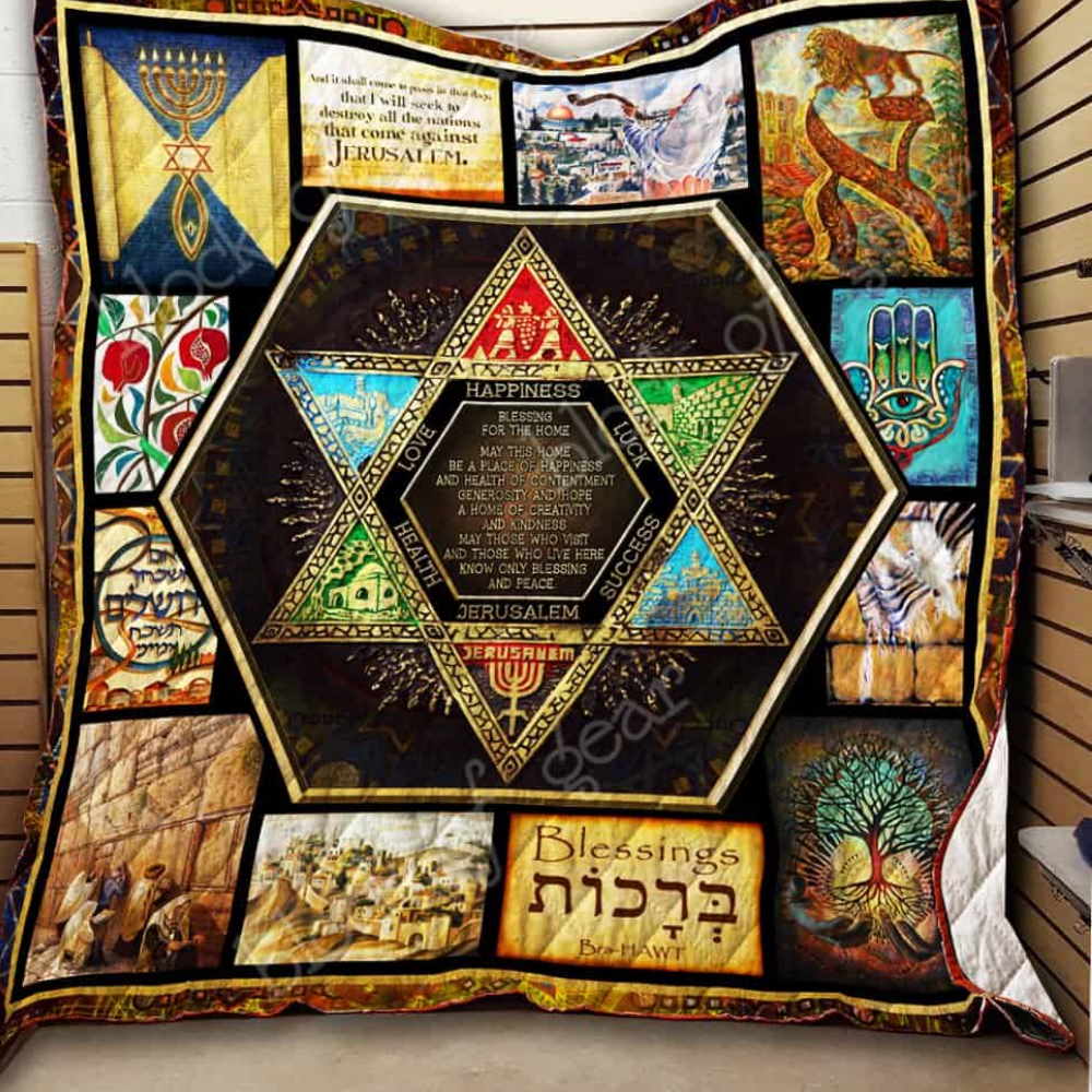 Blessing For The Home Jerusalem Quilt Blanket